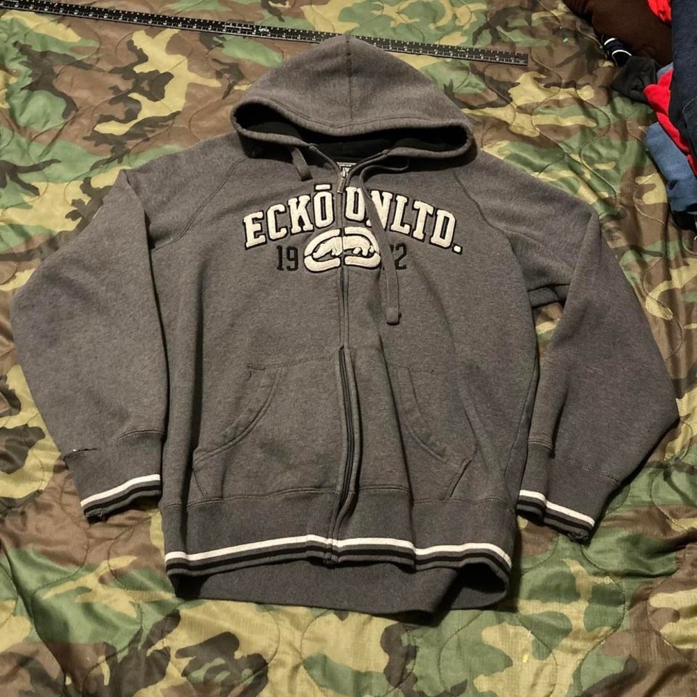Ecko Unltd full zip fleece hoodie‎ vtg y2k baggy hip hop mens L/23